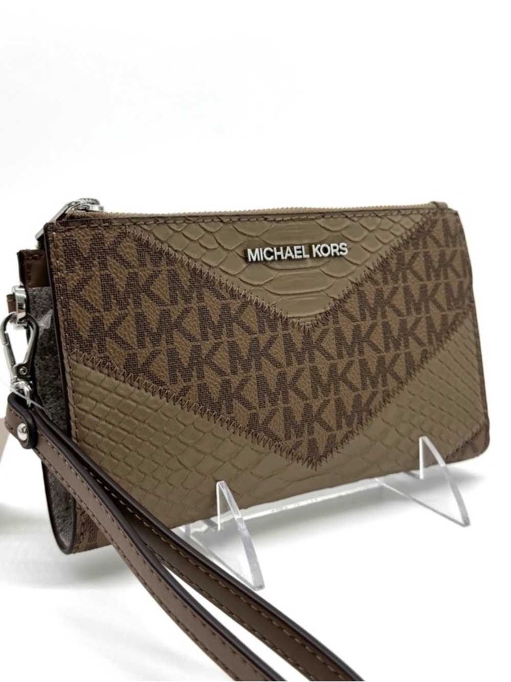 Michael Kors Large Jet Set Travel Logo Double Zip Wallet Dusk Multi